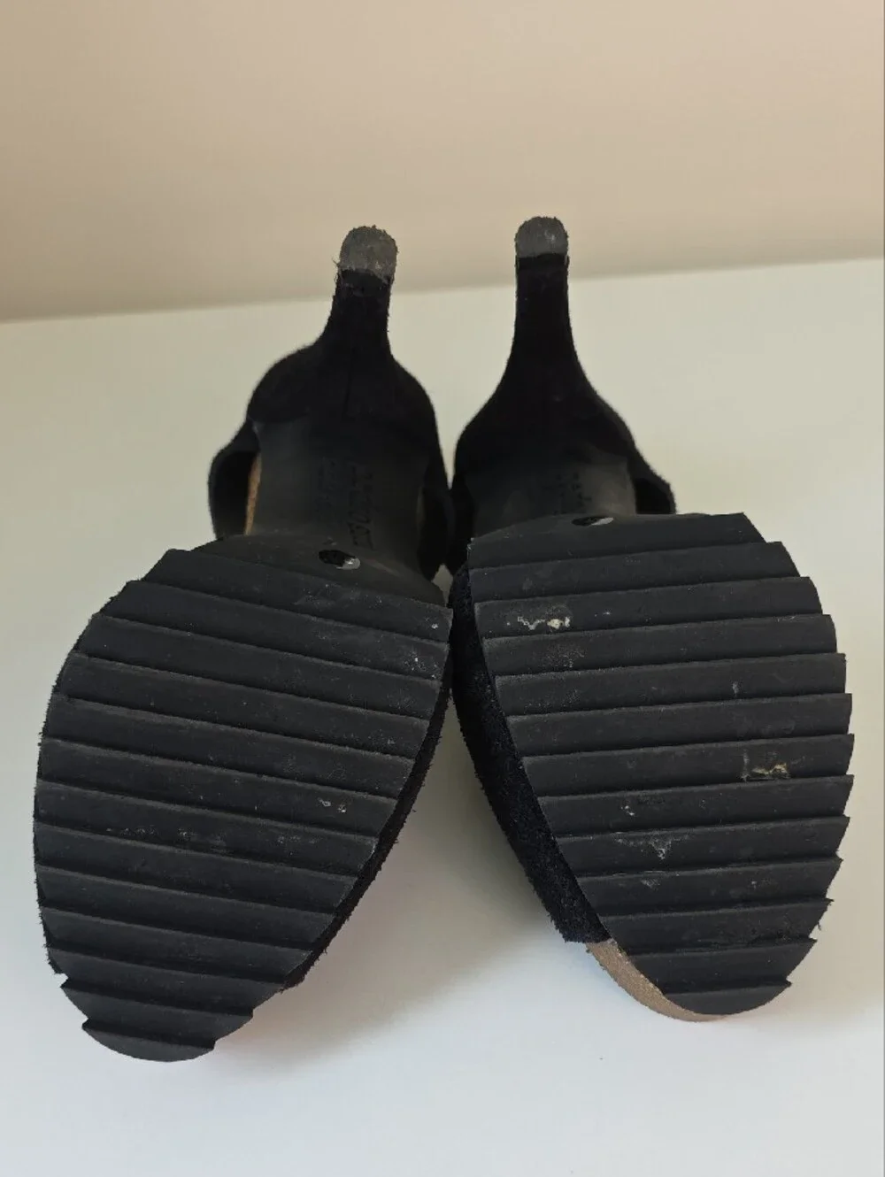 Pedro Garcia Black Suede Platform Wedge Sandals.  Size 37 1/2.  US Size 7